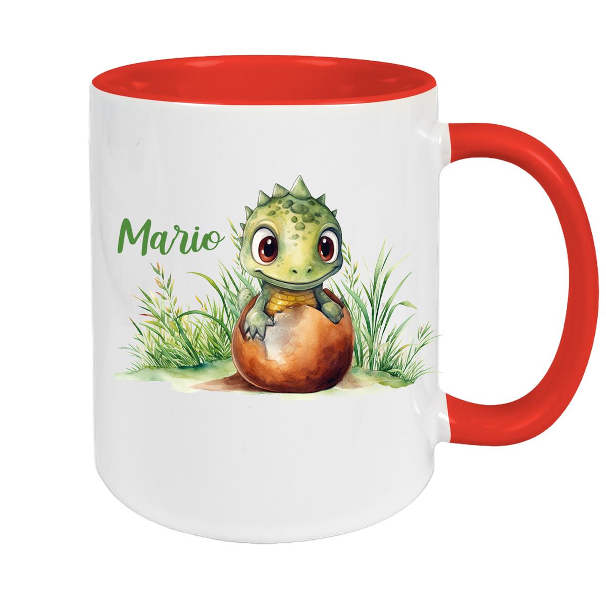 Tasse Dino 7 Wunschname Keramik Kinderbecher Personalisiert versch. Farben