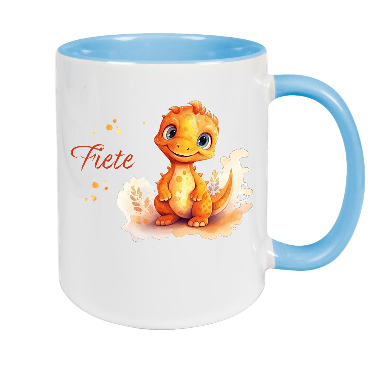 Tasse Dino 10 Wunschname Keramik Kinderbecher Personalisiert versch. Farben