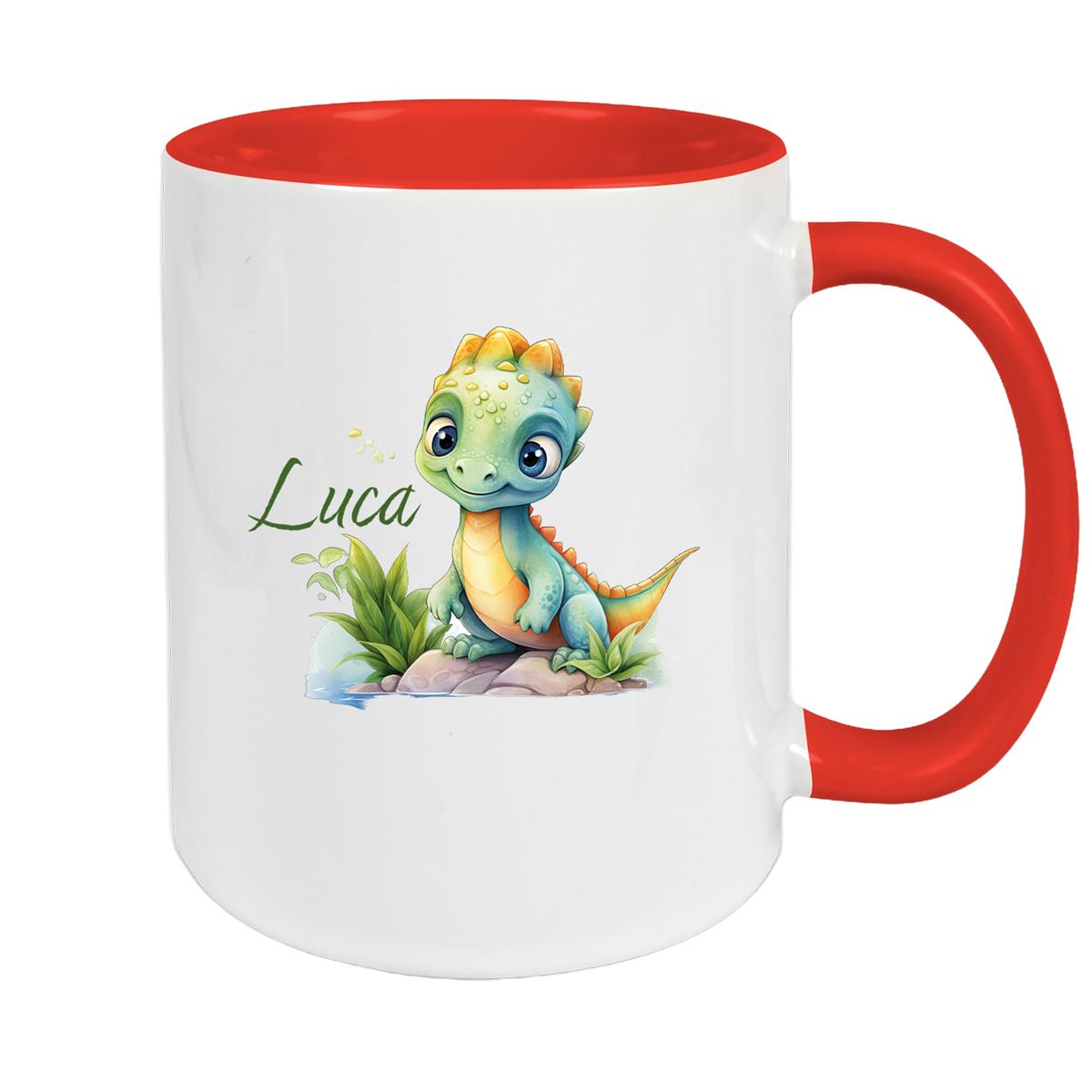 Tasse Dino 11 Wunschname Keramik Kinderbecher Personalisiert versch. Farben
