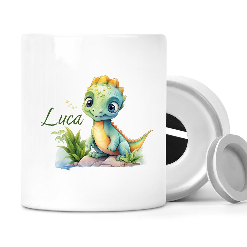 Spardose mit Wunschname Dino 11 personalisiert