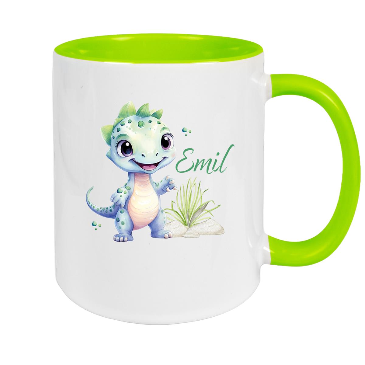 Tasse Dino 14 Wunschname Keramik Kinderbecher Personalisiert versch. Farben