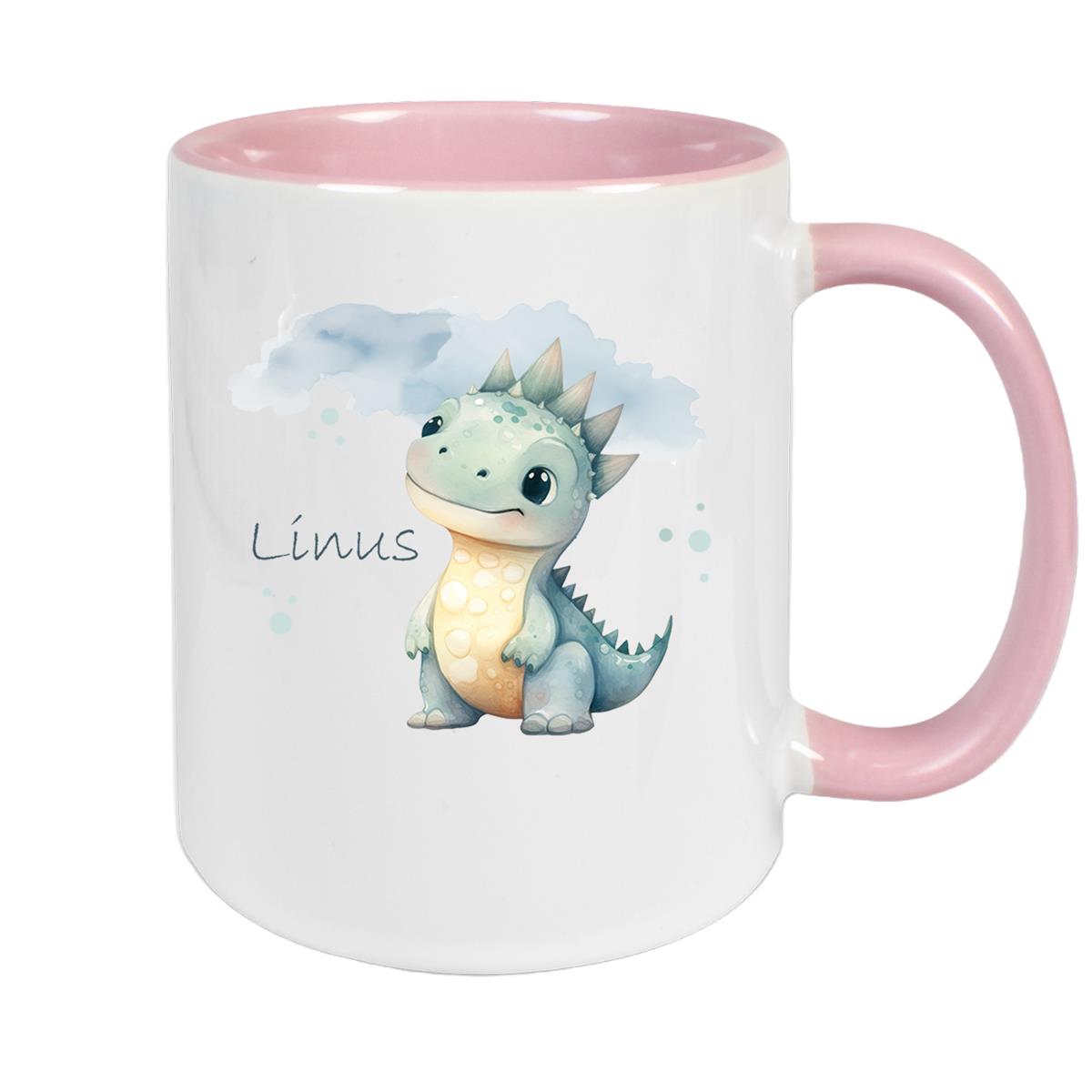 Tasse Dino 15 Wunschname Keramik Kinderbecher Personalisiert versch. Farben