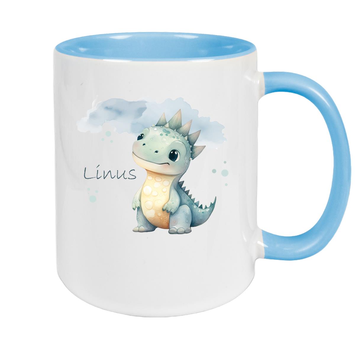 Tasse Dino 15 Wunschname Keramik Kinderbecher Personalisiert versch. Farben