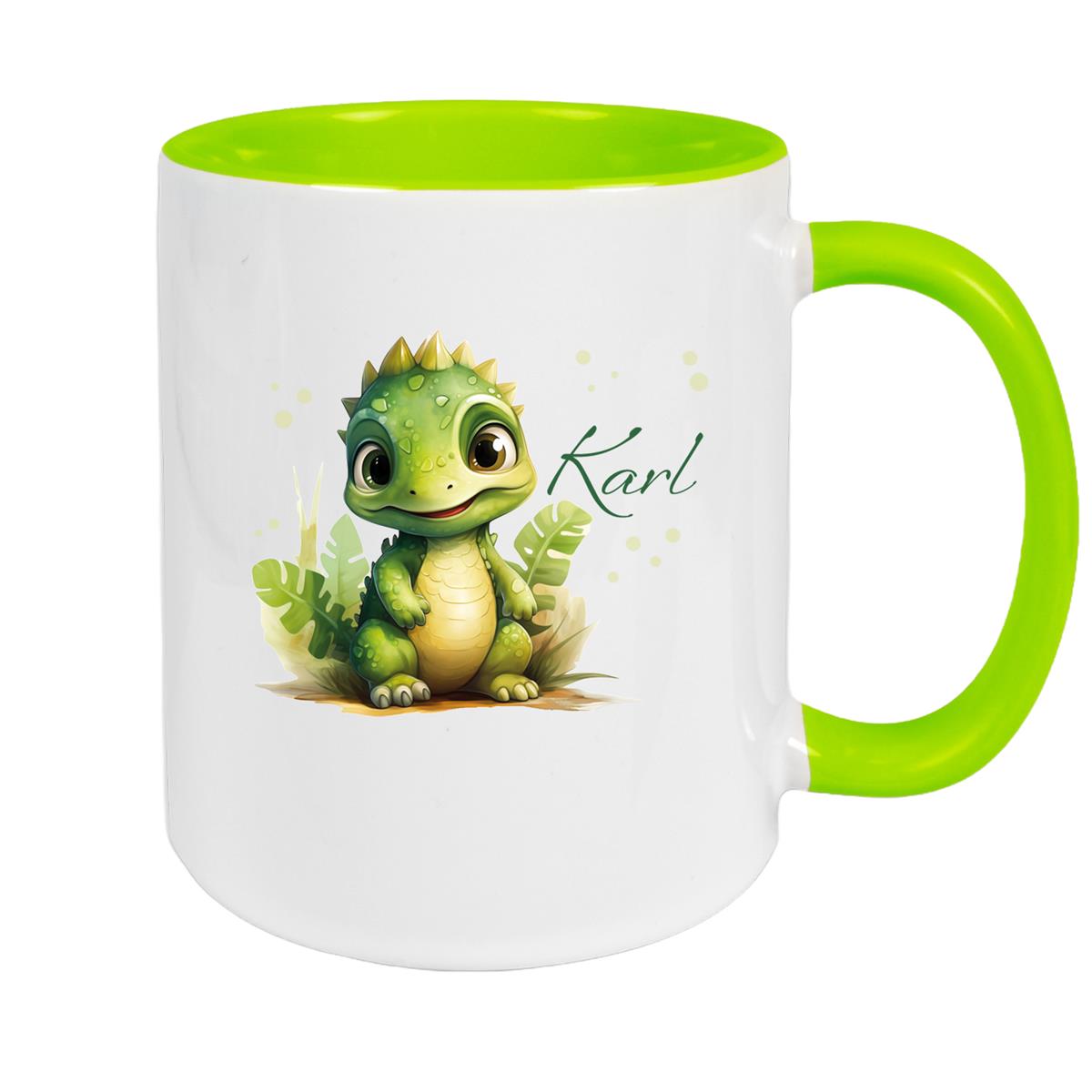 Tasse Dino 16 Wunschname Keramik Kinderbecher Personalisiert versch. Farben
