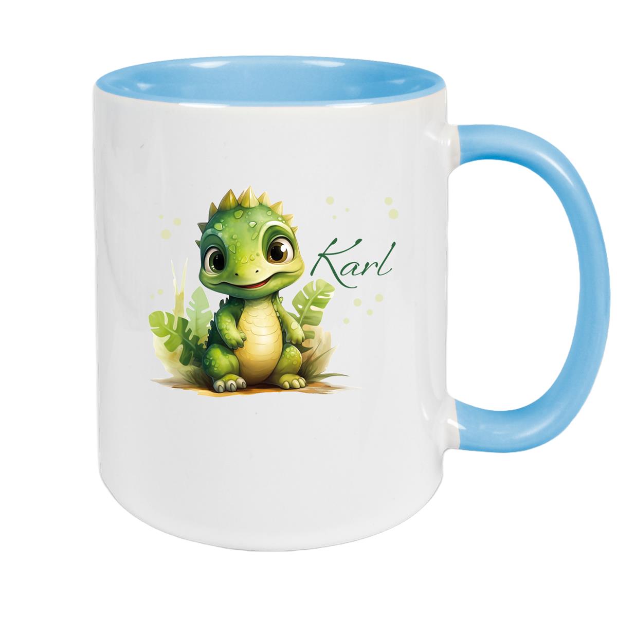 Tasse Dino 16 Wunschname Keramik Kinderbecher Personalisiert versch. Farben