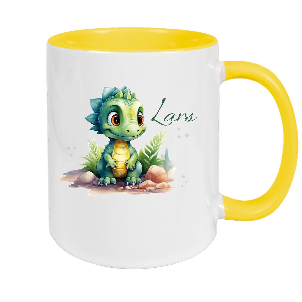 Tasse Dino 17 Wunschname Keramik Kinderbecher Personalisiert versch. Farben