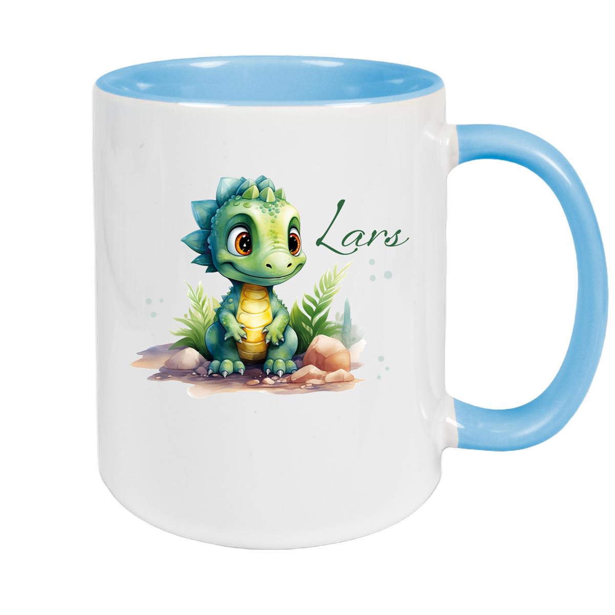 Tasse Dino 17 Wunschname Keramik Kinderbecher Personalisiert versch. Farben