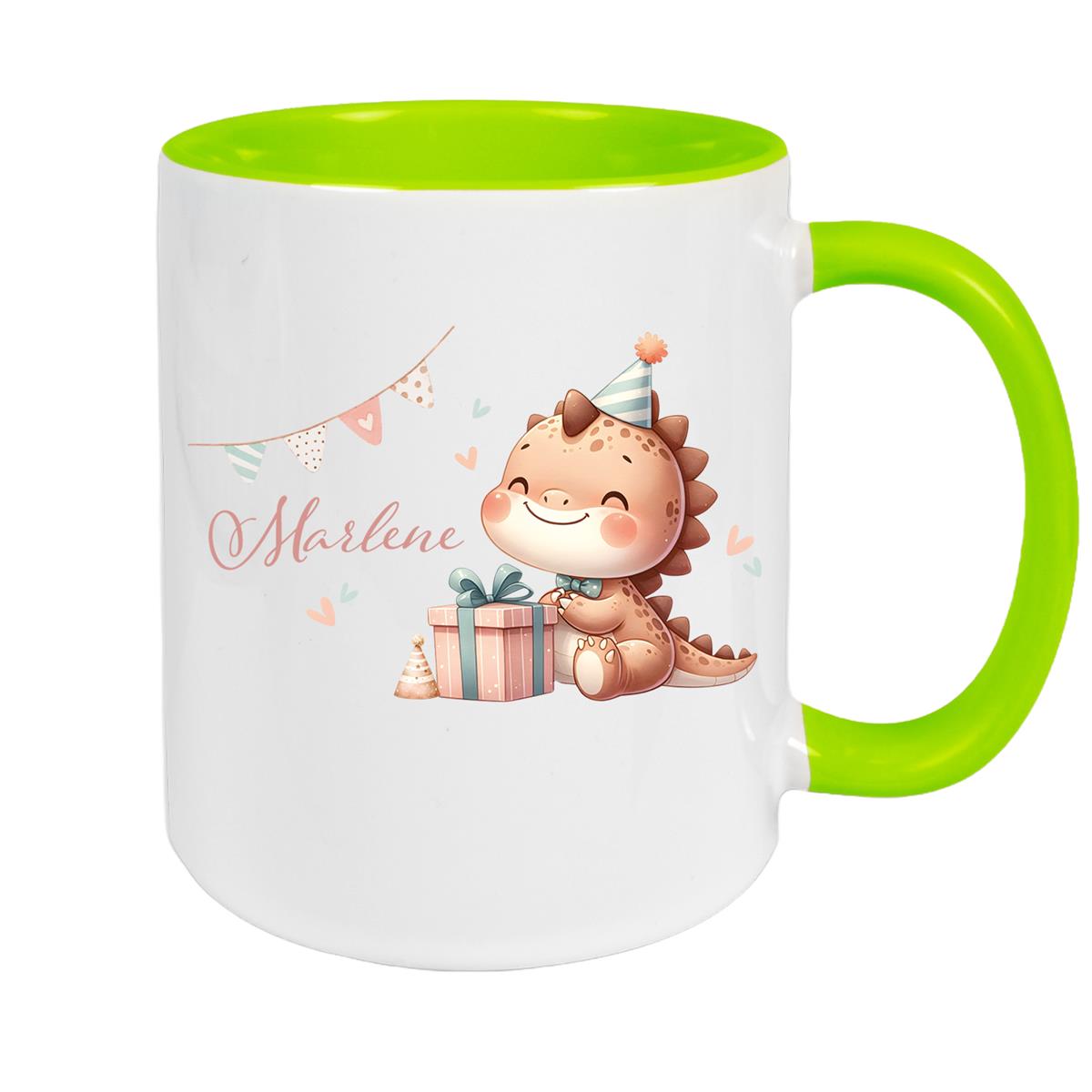 Tasse Dino 18 Wunschname Keramik Kinderbecher Personalisiert versch. Farben