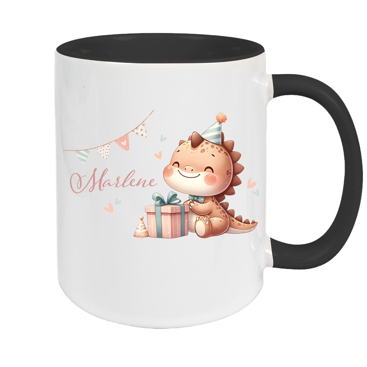 Tasse Dino 18 Wunschname Keramik Kinderbecher Personalisiert versch. Farben