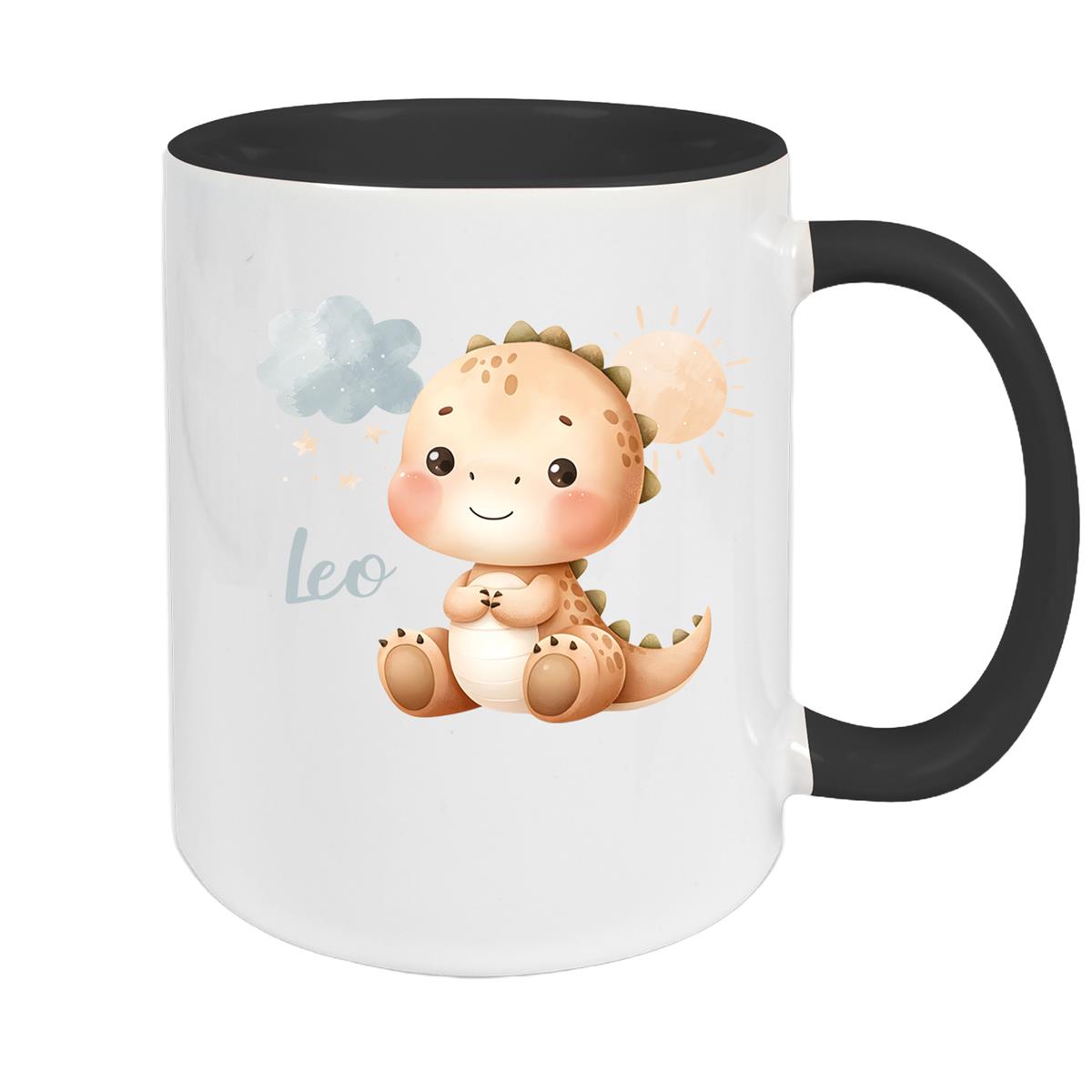 Tasse Dino 19 Wunschname Keramik Kinderbecher Personalisiert versch. Farben