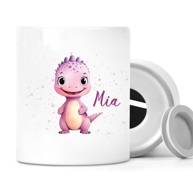 Spardose mit Wunschname Dino 20 personalisiert