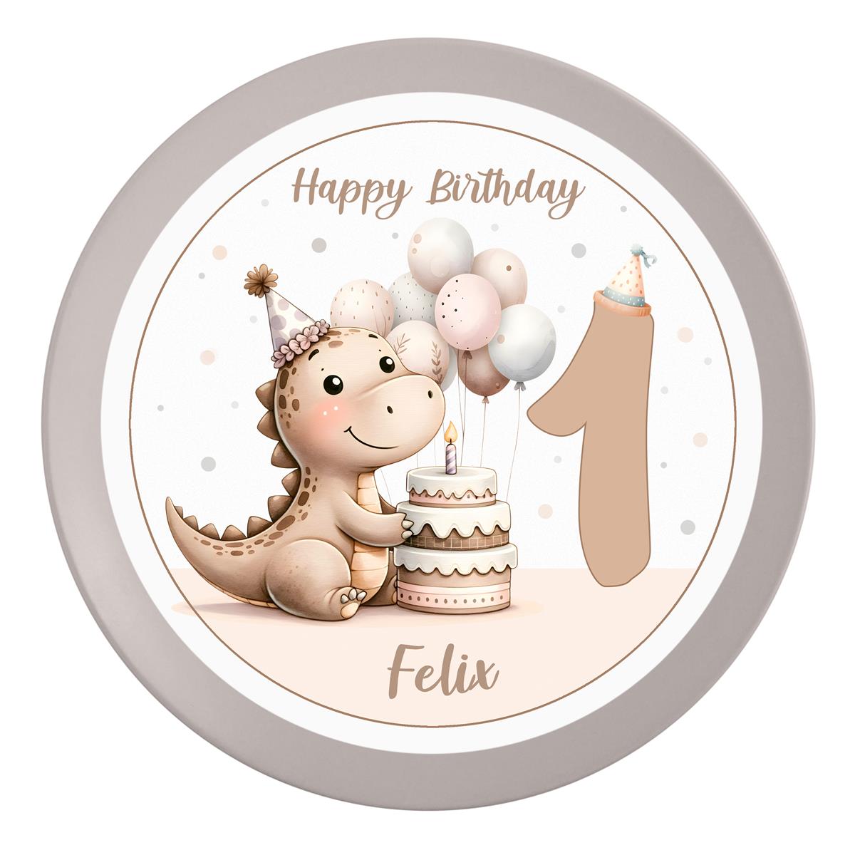 Tortenaufleger Geburtstag Dino 7 Name & Zahl (20cm) Fondant Papier