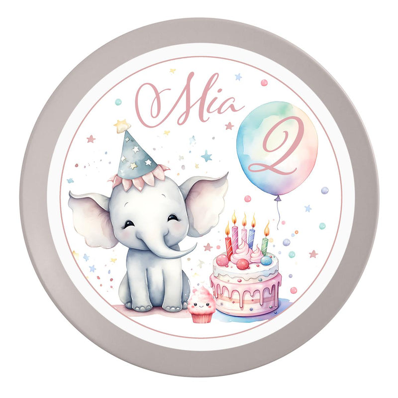 Tortenaufleger Geburtstag Elefant 1 Name & Zahl (20cm)
