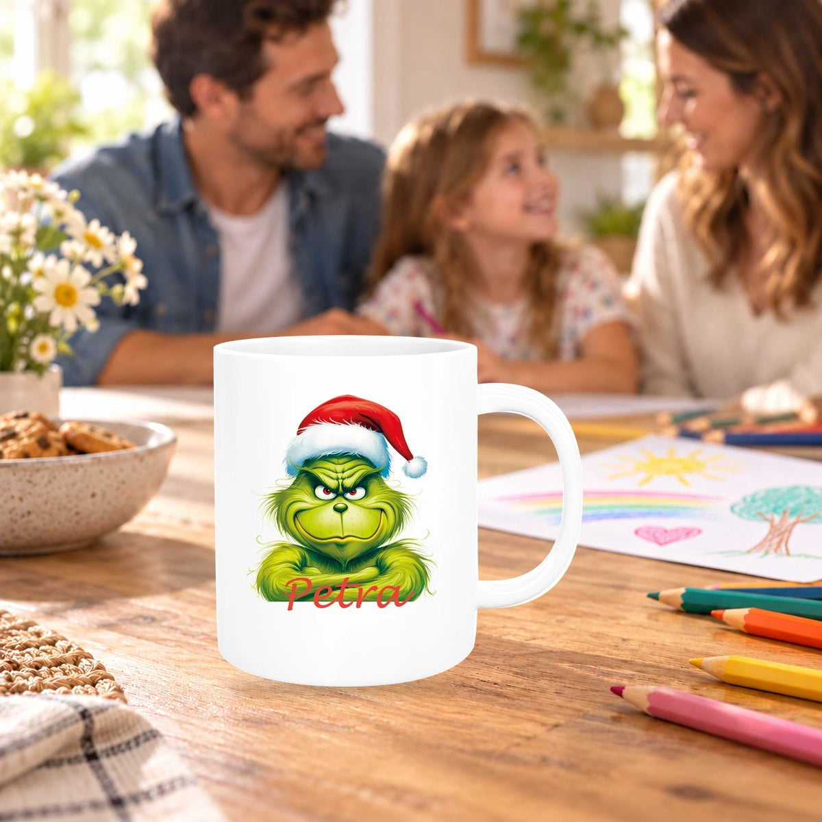 Tasse Wunschname Weihnachten Grinch 2 Keramik Kinderbecher versch. Farben