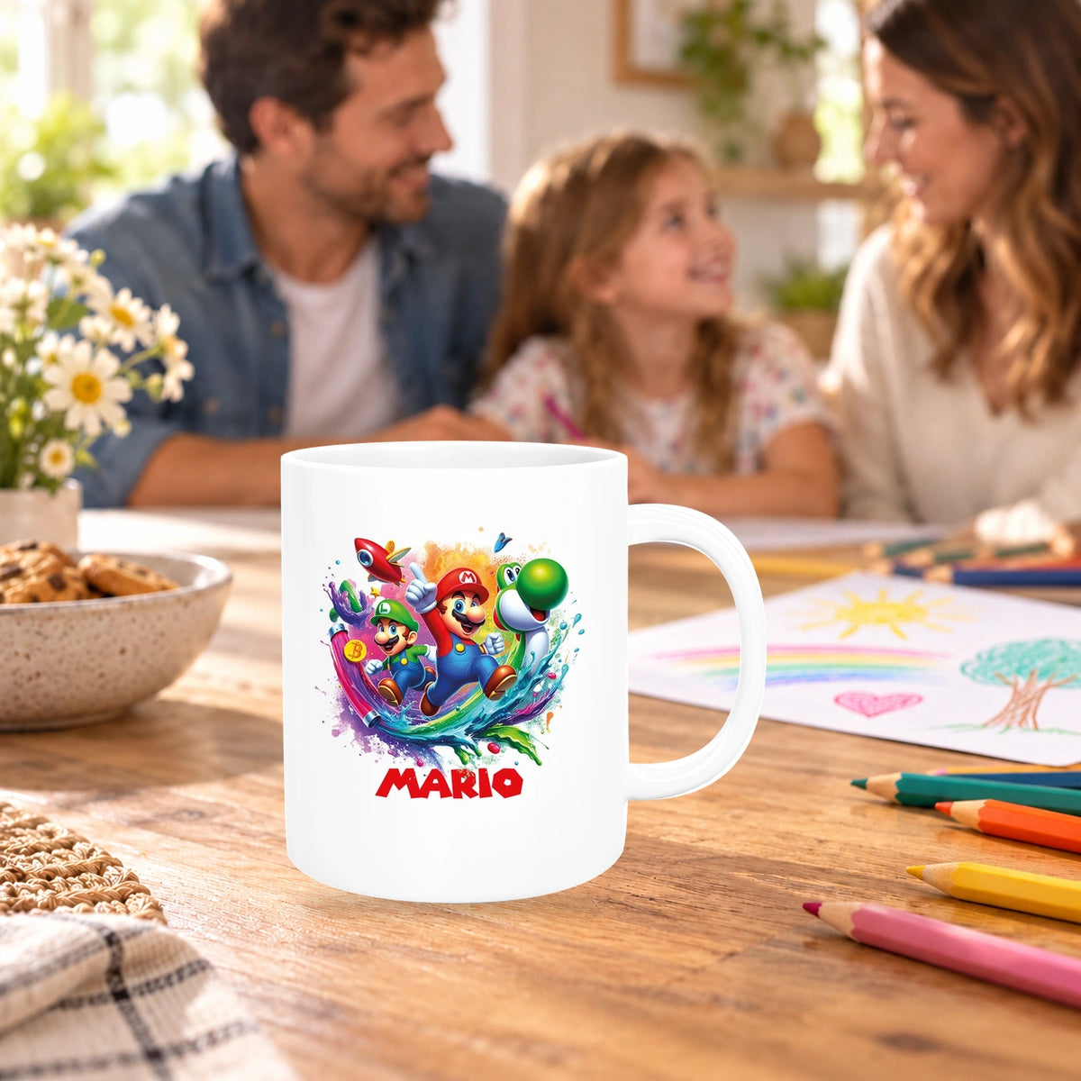 Tasse Wunschname Super-Mario 2 Keramik Kinderbecher personalisiert versch. Farben
