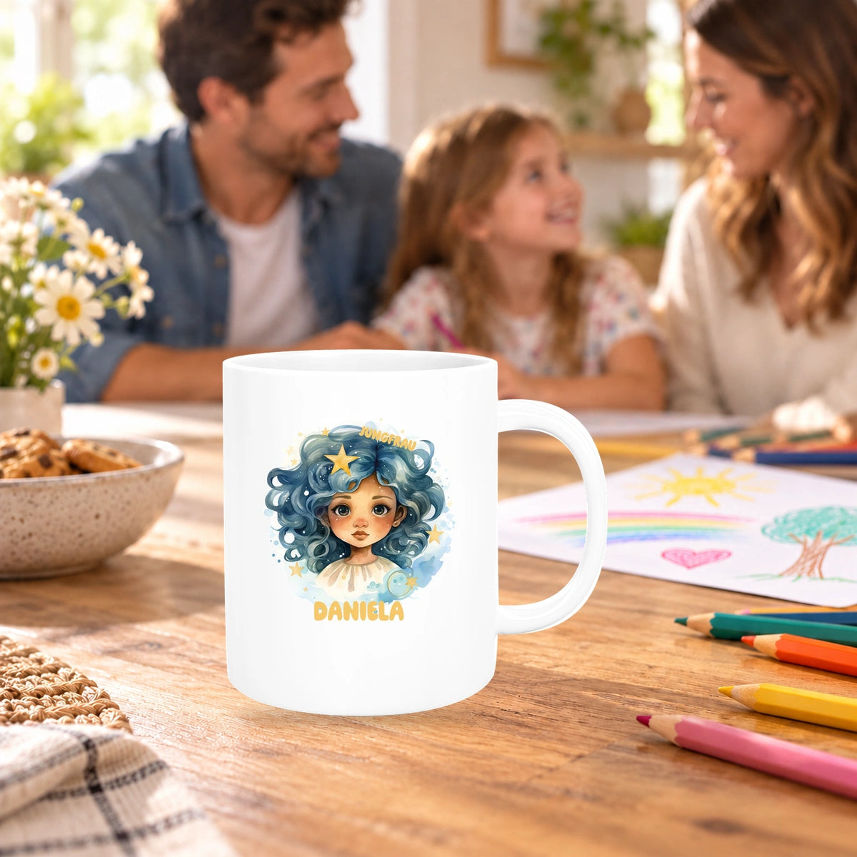 Tasse Sternzeichen Kinder Jungfrau 1 Wunschname Keramik Kinderbecher personalisiert versch. Farben