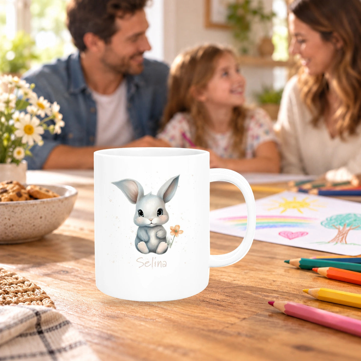 Tasse Ostern - Hase 2 Wunschnamen Keramik personalisiert versch. Farben