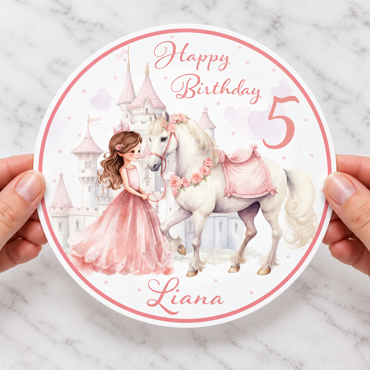 Tortenaufleger Geburtstag Prinzessin 3 mit Name und Alter – rund oder eckig