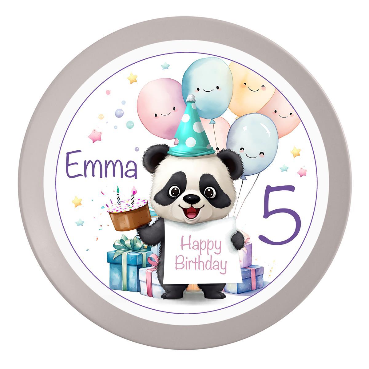 Tortenaufleger Geburtstag Panda 2 Name & Zahl (20cm)