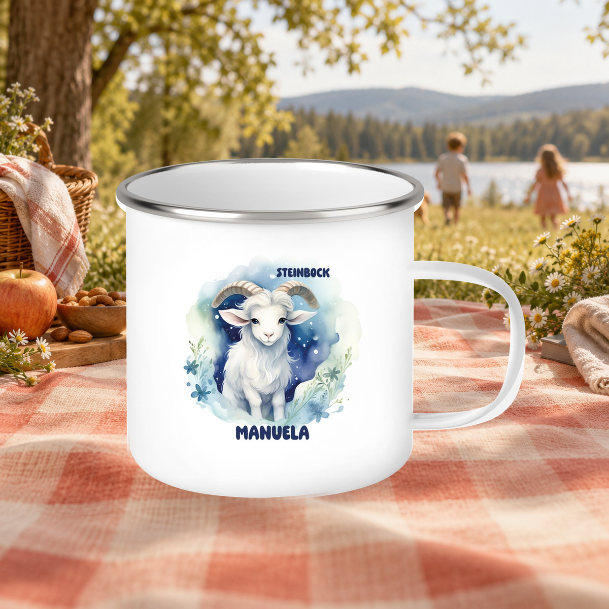 MUCKKI-PRO:8bf3bb149fe973e781a719225ab373ed12319addfc2490b7caee4137463614ab:Tasse Sternzeichen Kinder Steinbock 1 Wunschname Emaille Kinderbecher personalisiert