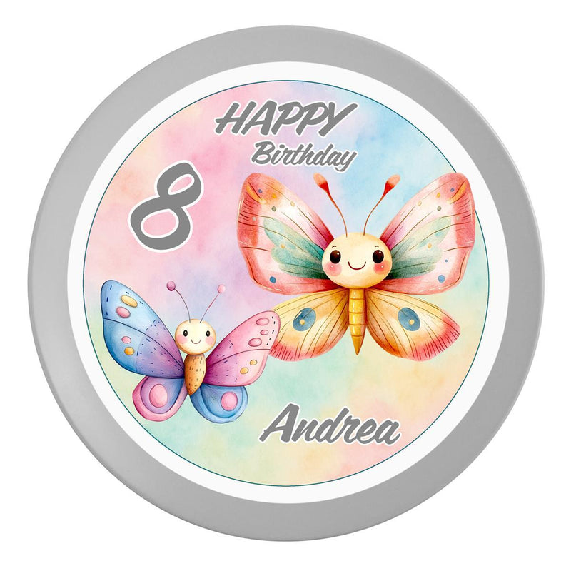 Tortenaufleger Geburtstag Schmetterling 2 Name & Zahl (20cm) Fondant Papier