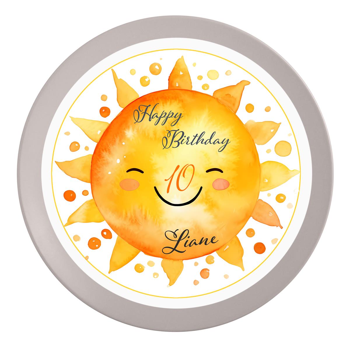Tortenaufleger Geburtstag Sonne 1 Name & Zahl (20cm) Fondant Papier