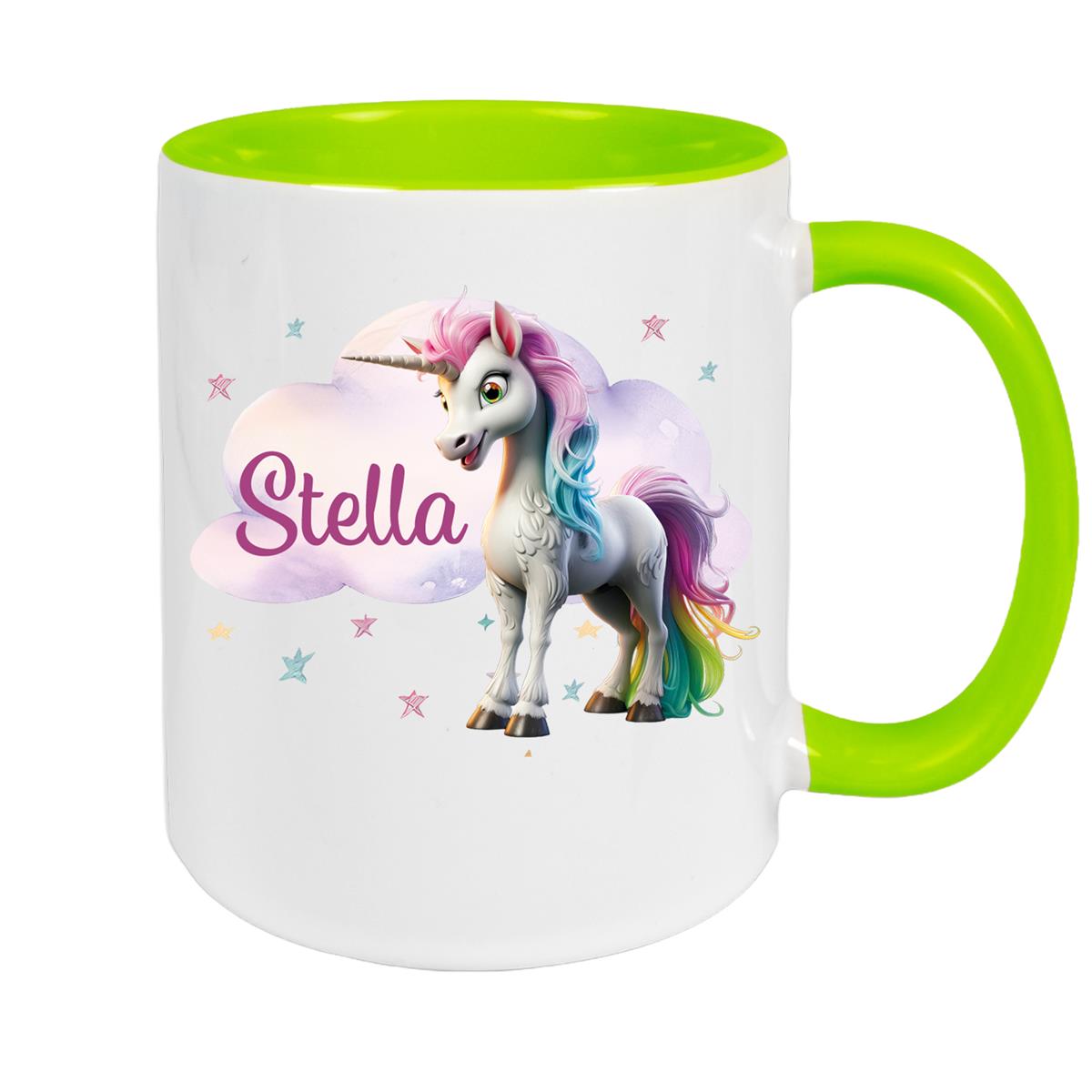 Tasse Einhorn Wolke 4 Wunschname Keramik Kinderbecher personalisiert versch. Farben