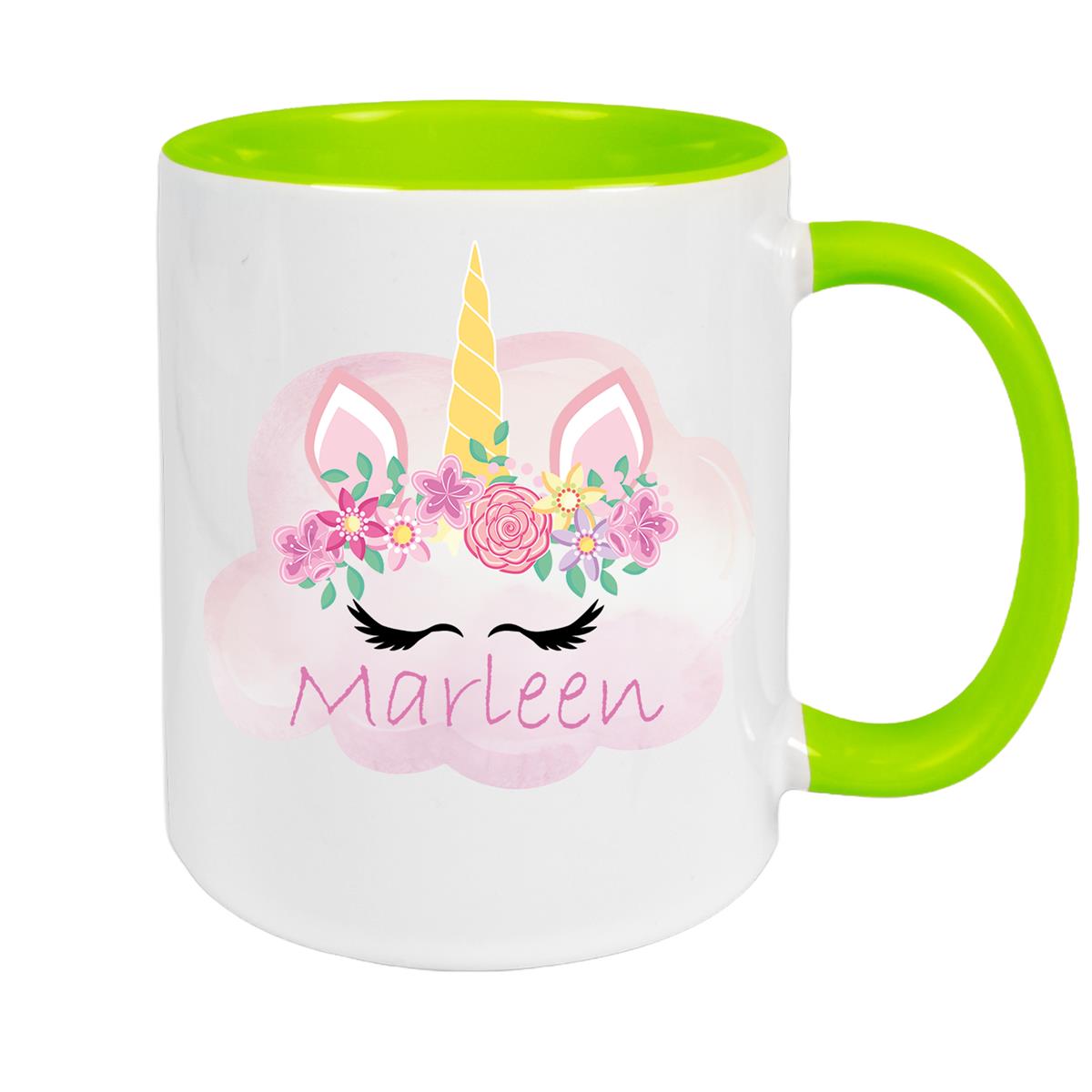 Tasse Einhorn 5 Wunschname Keramik Kinderbecher personalisiert versch. Farben