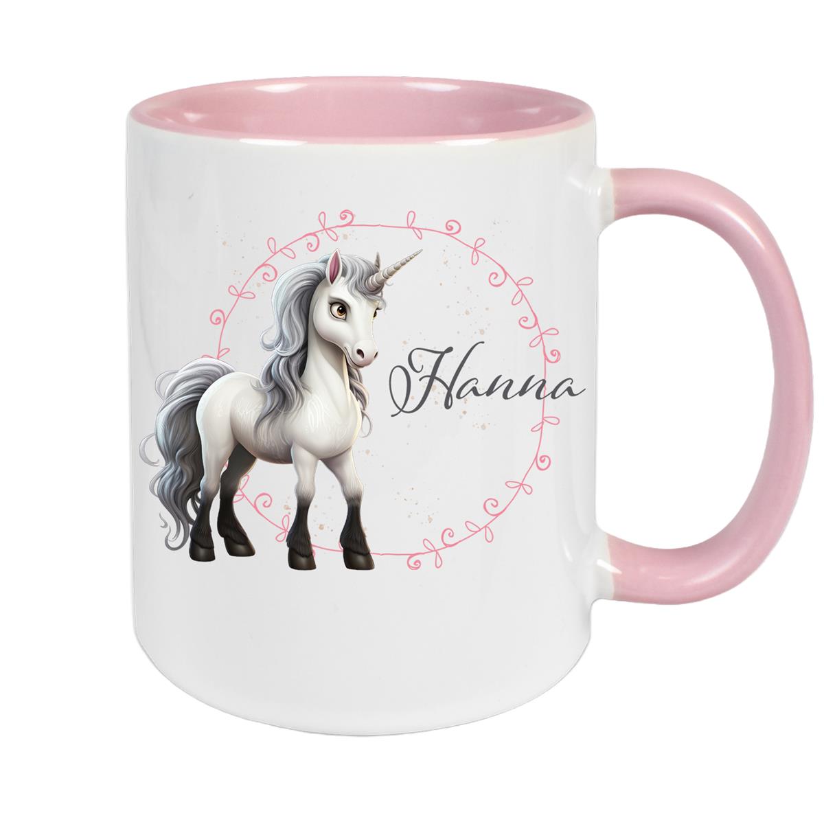 Tasse Einhorn 6 Wunschname Keramik Kinderbecher personalisiert versch. Farben