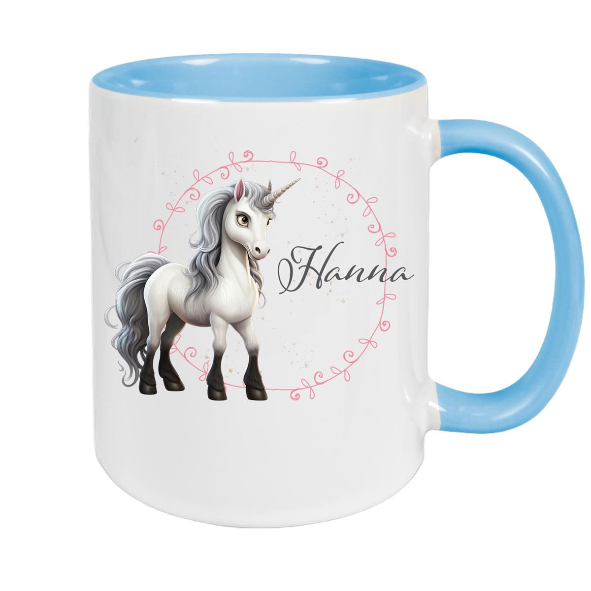 Tasse Einhorn 6 Wunschname Keramik Kinderbecher personalisiert versch. Farben