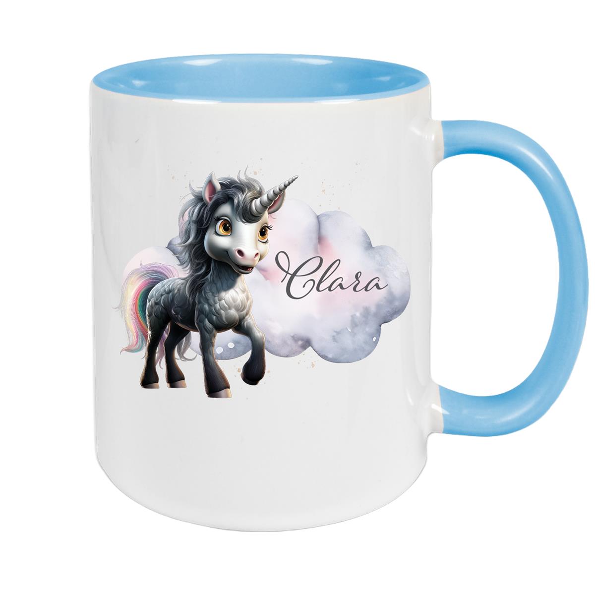 Tasse Einhorn 7 Wunschname Keramik Kinderbecher personalisiert versch. Farben