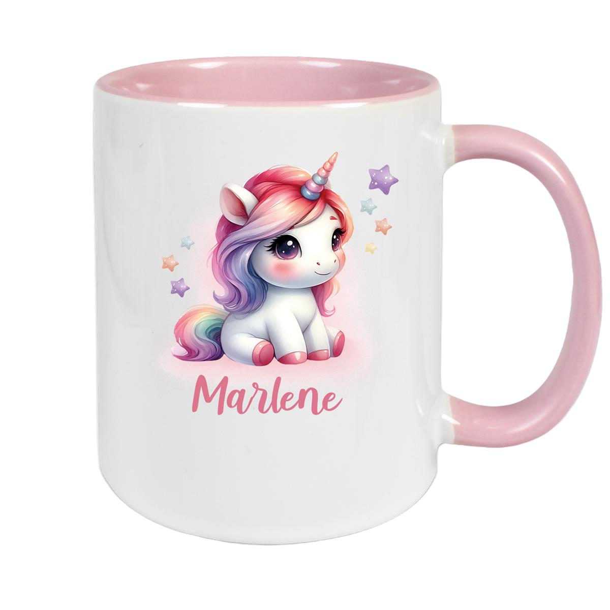 Tasse Einhorn 10 Wunschname Keramik Kinderbecher personalisiert versch. Farben
