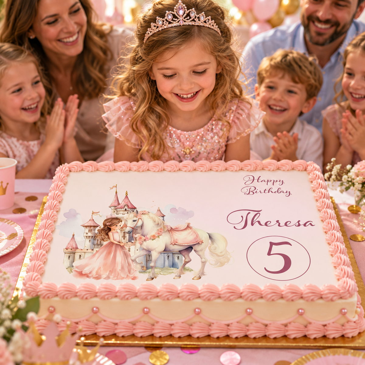 Tortenaufleger Geburtstag Prinzessin 3 mit Name und Alter – rund oder eckig