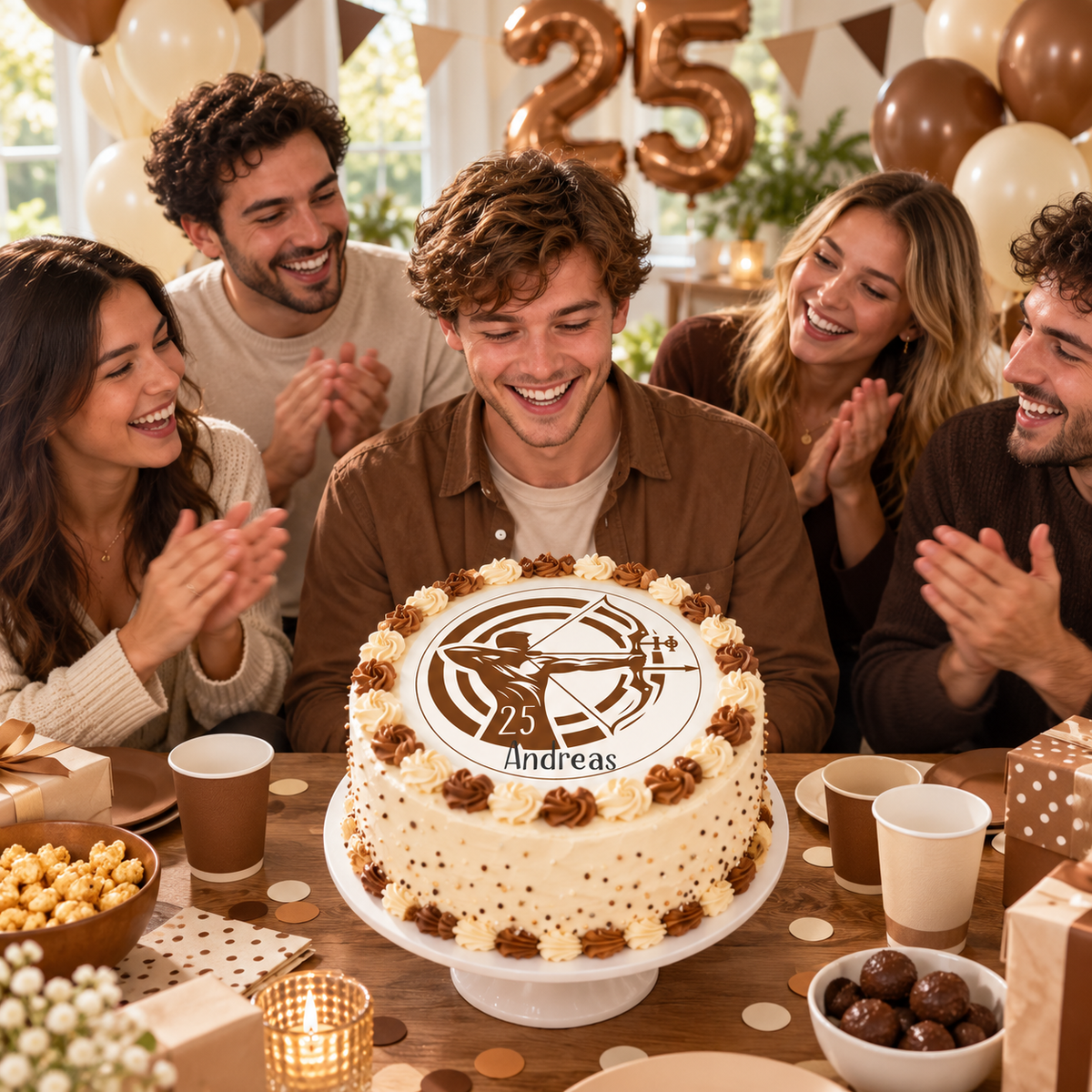 MUCKKI-PRO:8aa77690cdbce7e116fea37e65292ef9d8094aeb09a3dd45a310b574bd0e3bf5:Tortenaufleger Geburtstag Archer 2 Name & Zahl (20cm) Fondant Papier
