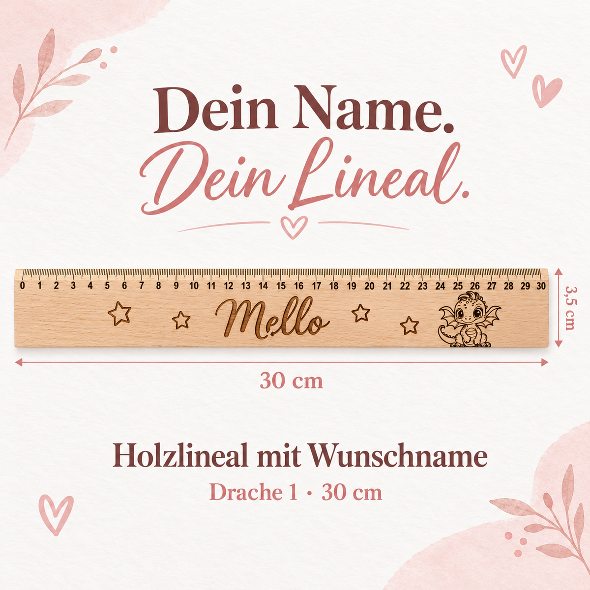 MUCKKI-PRO:2ff1a5a69f78238081723c18157a181bdad344d85fa5a508cd51e694bb5540e2:Lineal Holz personalisiert Drache 1, 30cm