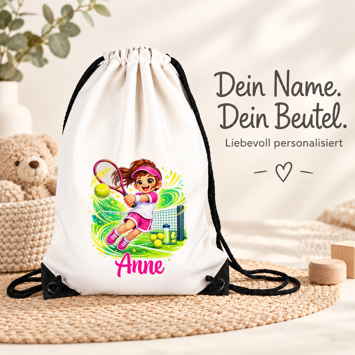 MUCKKI-PRO:3a85f1a350925416a87748587dd6b2b8307d36b9ef6077c96ab147074d822bf5:Turnbeutel Tennis 2 mit Wunschname personalisiert