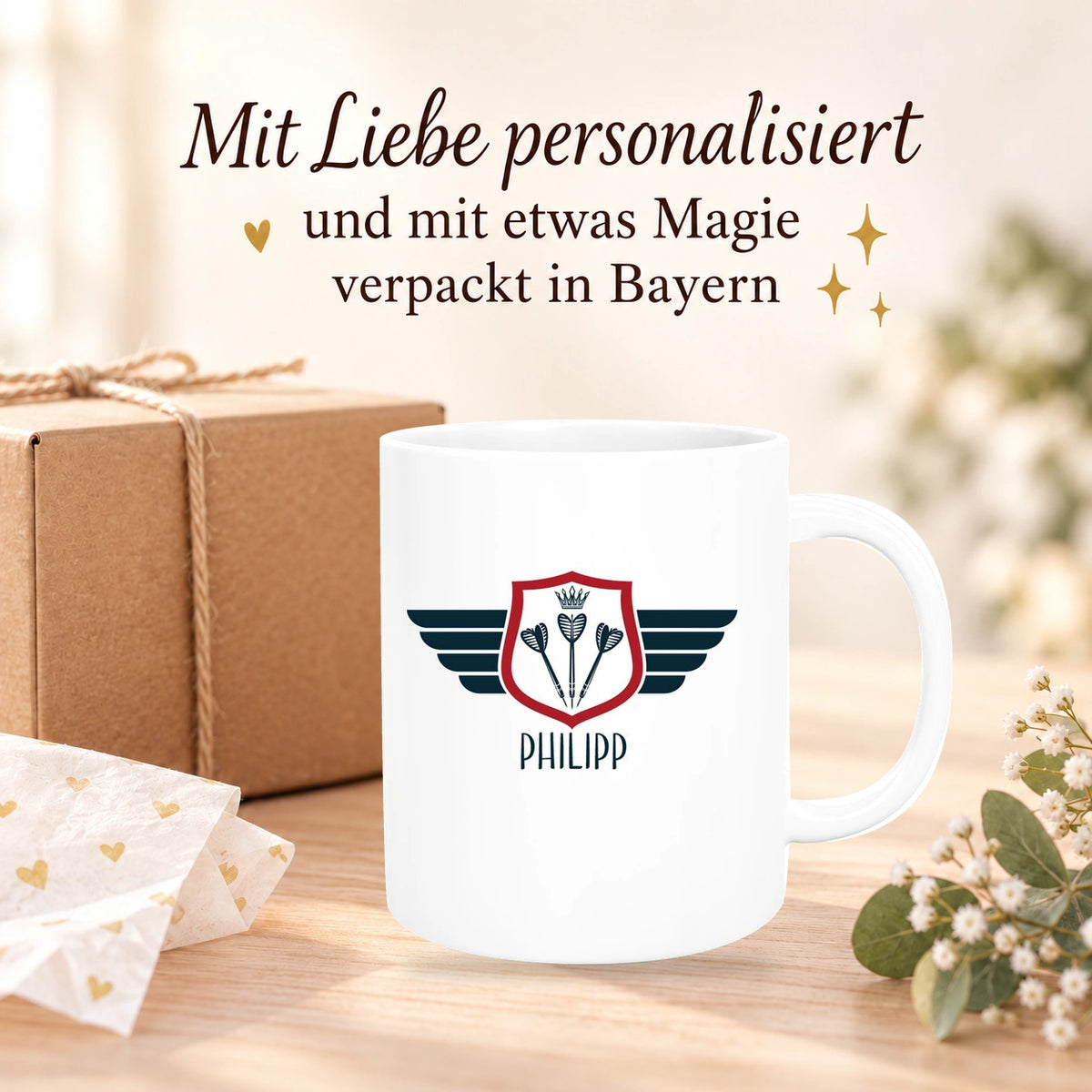 Tasse Dart 2 Wunschname Keramik Kinderbecher personalisiert versch. Farben