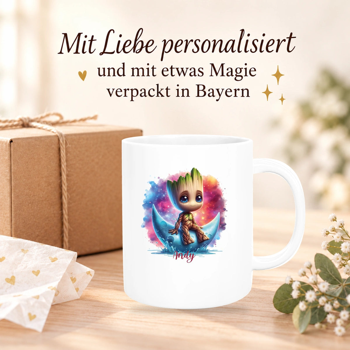 MUCKKI-PRO:82f2cc310bd5cc6a8522cee158b47010c477bbe70b11c643b869c4f6c36a68be:Tasse Wunschname Baby-Groot 7 Keramik Kinderbecher personalisiert versch. Farben