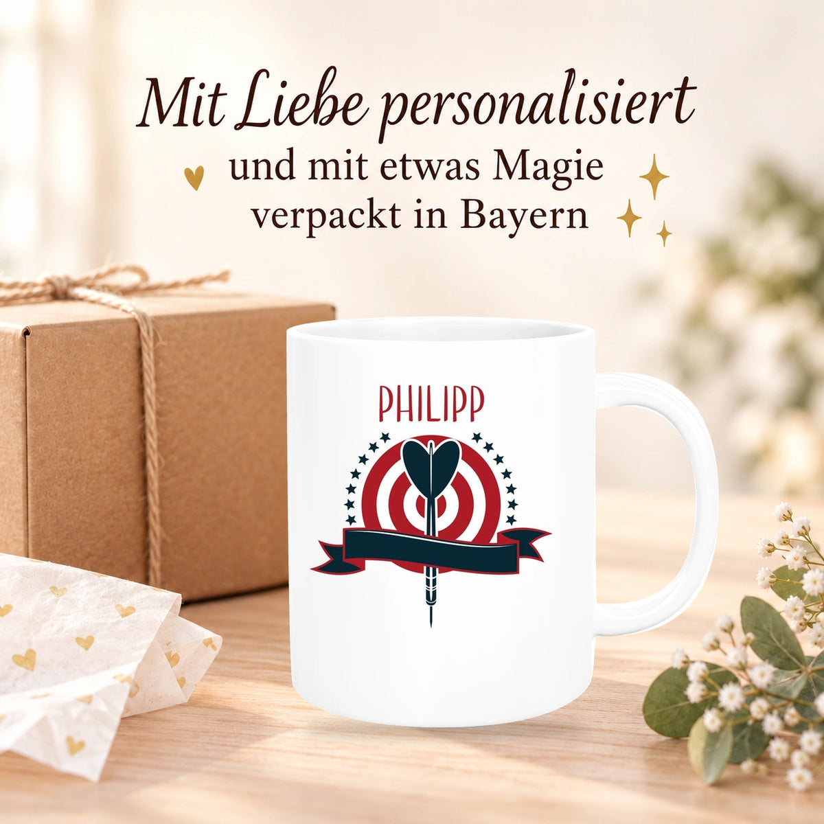 Tasse Dart 4 Wunschname Keramik Kinderbecher personalisiert versch. Farben