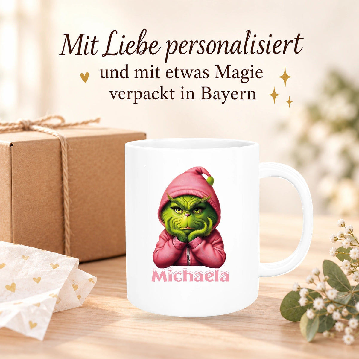 Tasse Wunschname Weihnachten Grinch 10 Keramik Kinderbecher versch. Farben