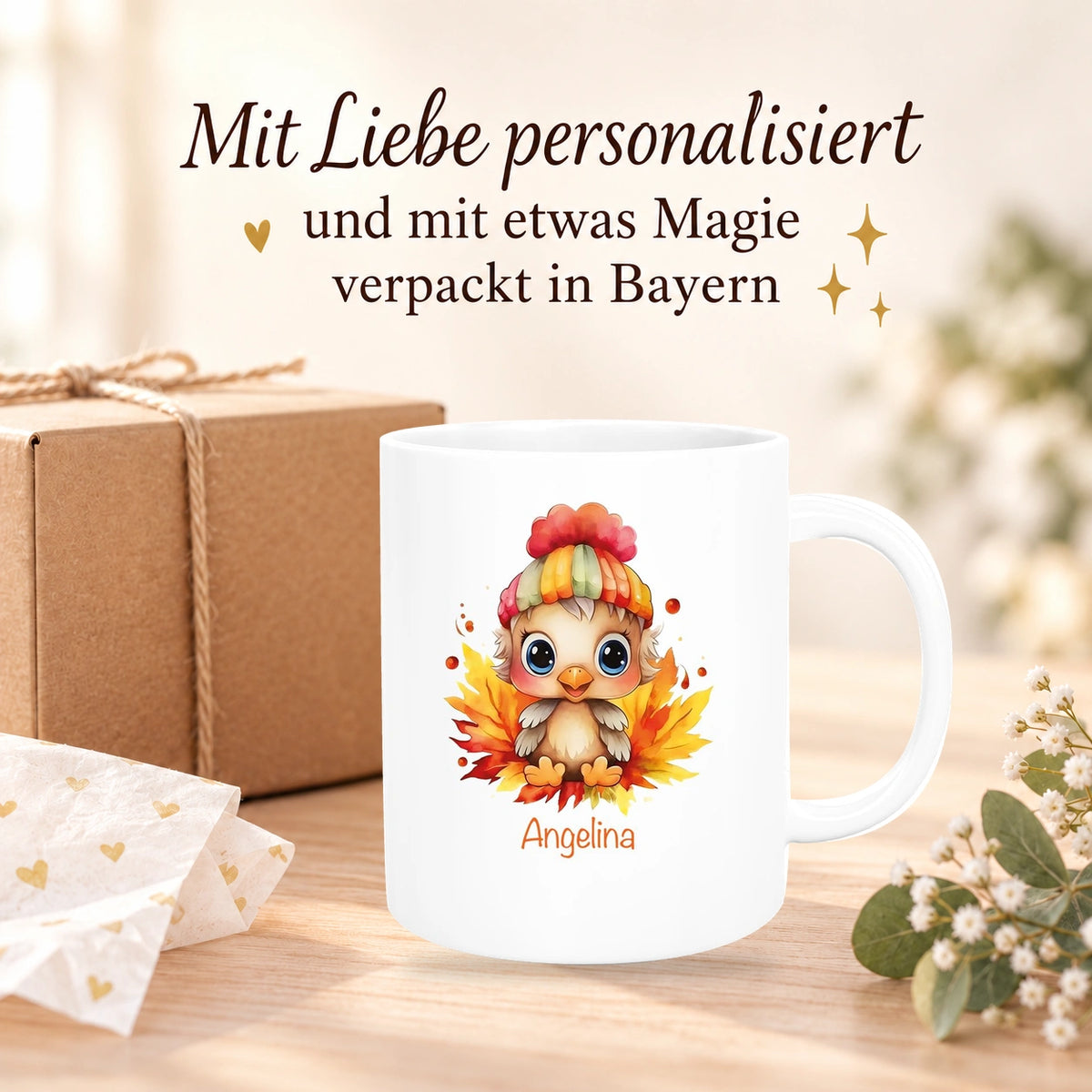 Tasse Wunschname Küken 1 Keramik Kinderbecher personalisiert versch. Farben