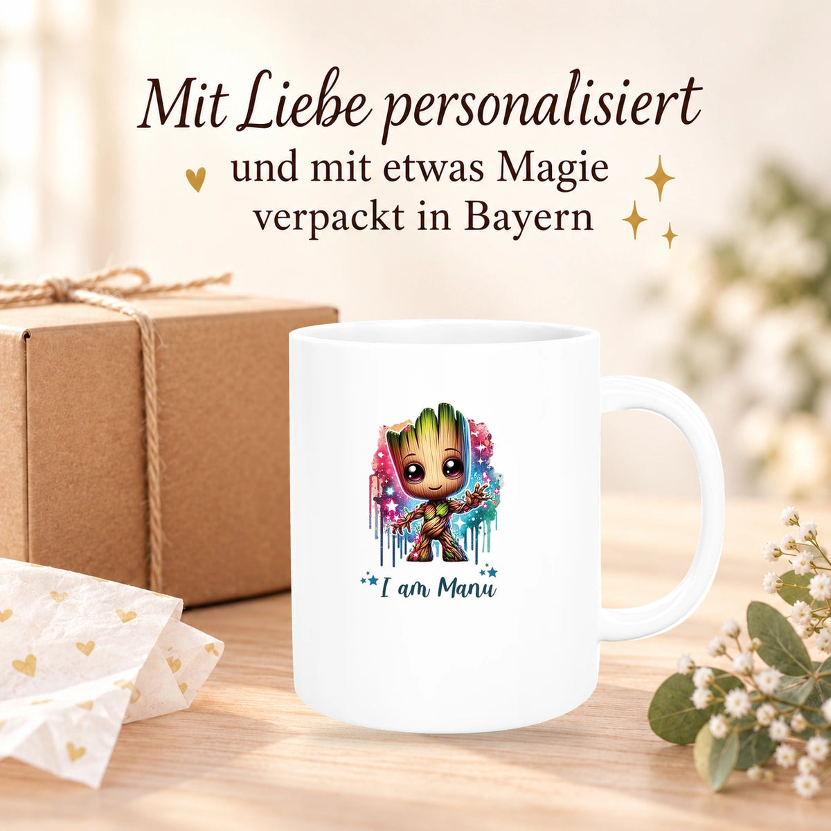 Tasse Wunschname Baby-Groot 5 Keramik Kinderbecher personalisiert versch. Farben