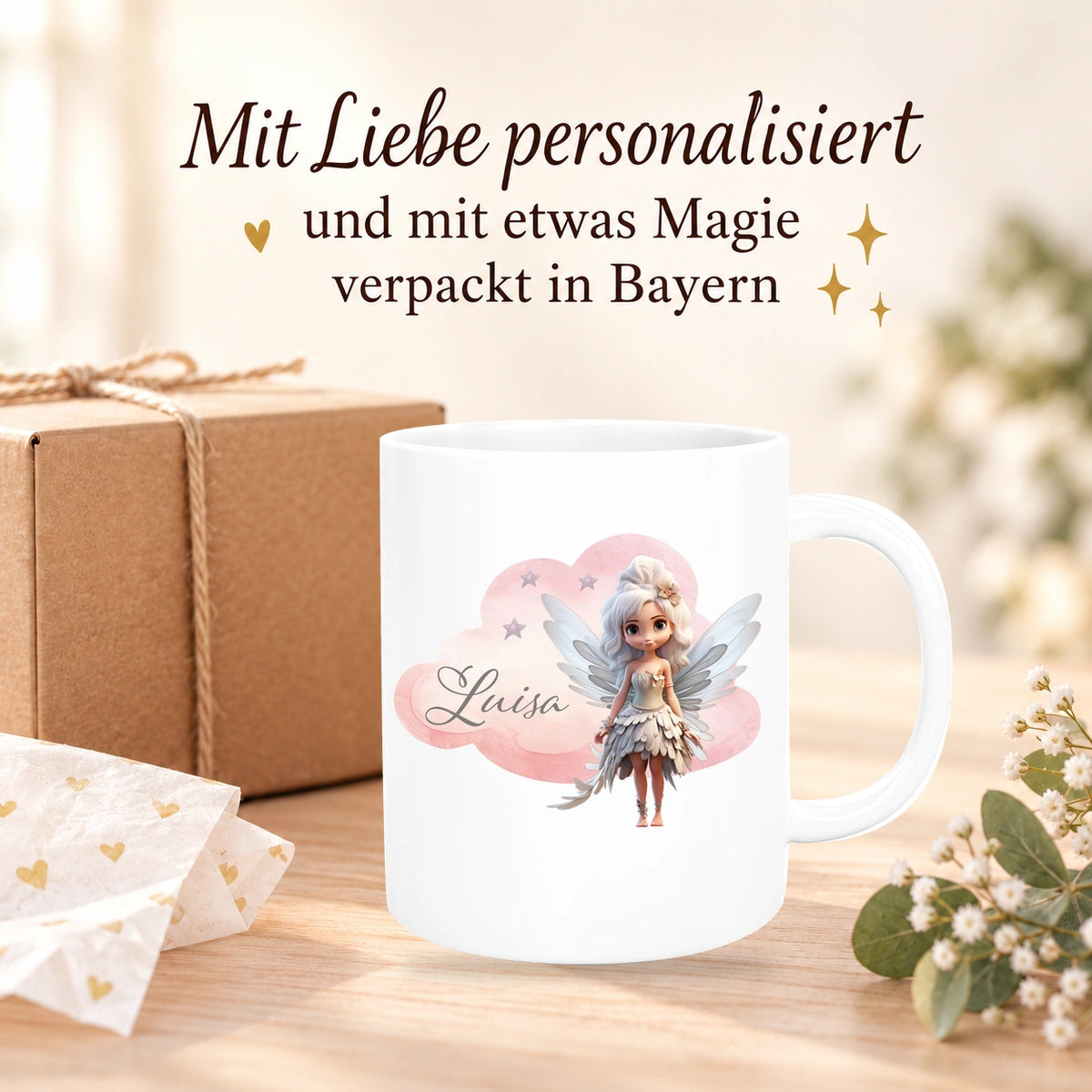 MUCKKI-PRO:5170ef89c67500a0b852f9bd586740c59dad5e62a0d0d675214a9e9289013fa5:Tasse Fee 1 Wunschname Keramik Kinderbecher personalisiert versch. Farben
