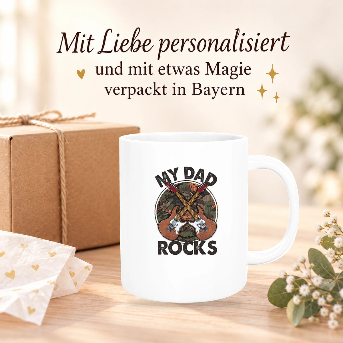 MUCKKI-PRO:695a8166263868d85965661e1ce721972a4ab5dc2743a1f730a5611d938a069c:Tasse Vatertag 3 "MY DAD ROCKS" Keramik versch. Farben