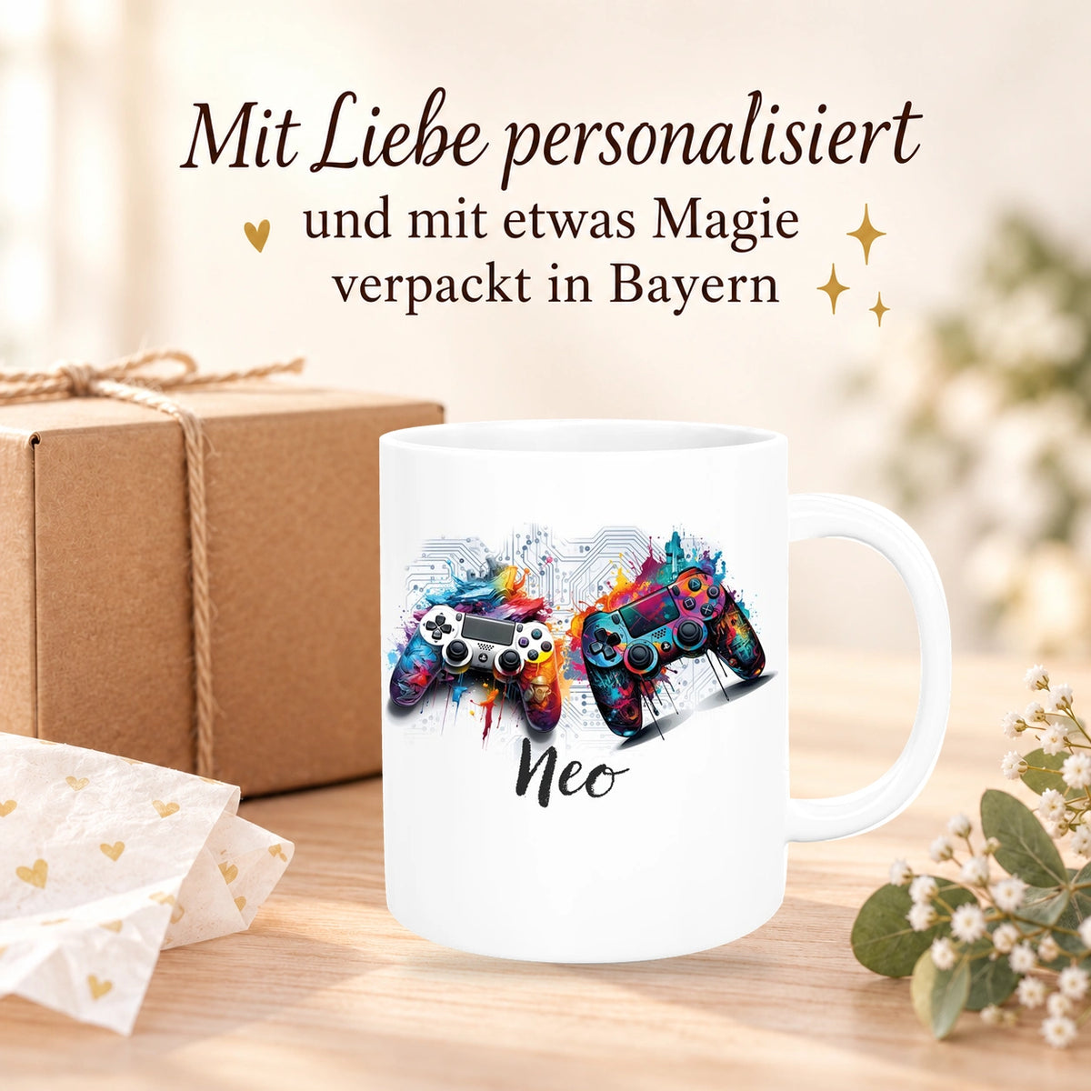 Tasse Gamer 1 Wunschname Keramik Kinderbecher personalisiert versch. Farben