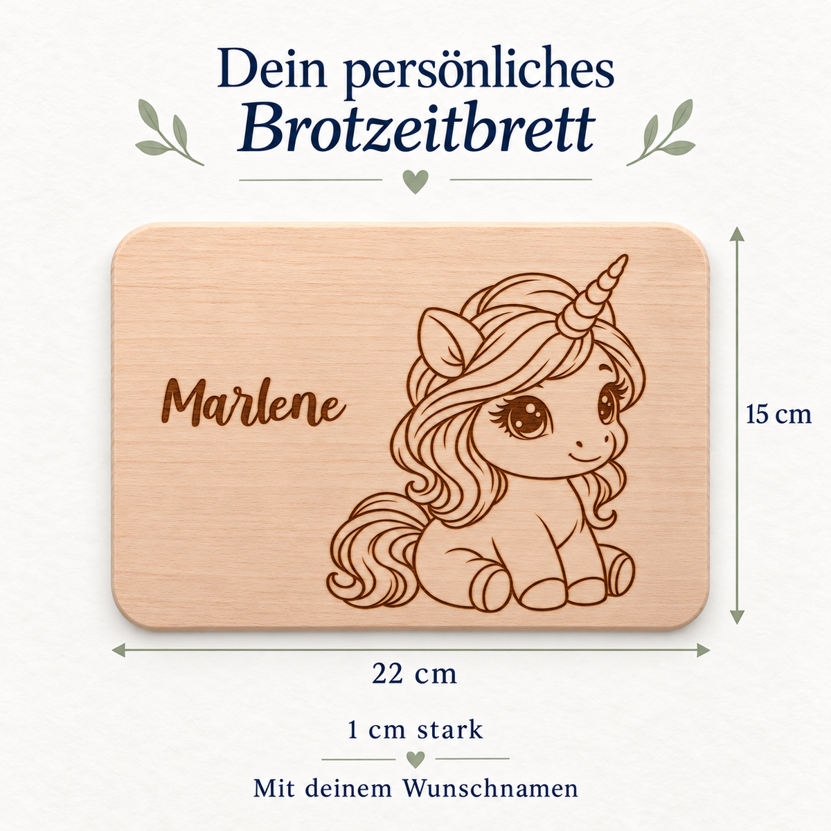 MUCKKI-PRO:db2aa09505434beefcd65aae4b93e1dcfe957b324a629f13acb23247e4fd7685:Frühstücksbrett personalisiert Einhorn 10 ,Holzbrett, Brettchen personalisiert