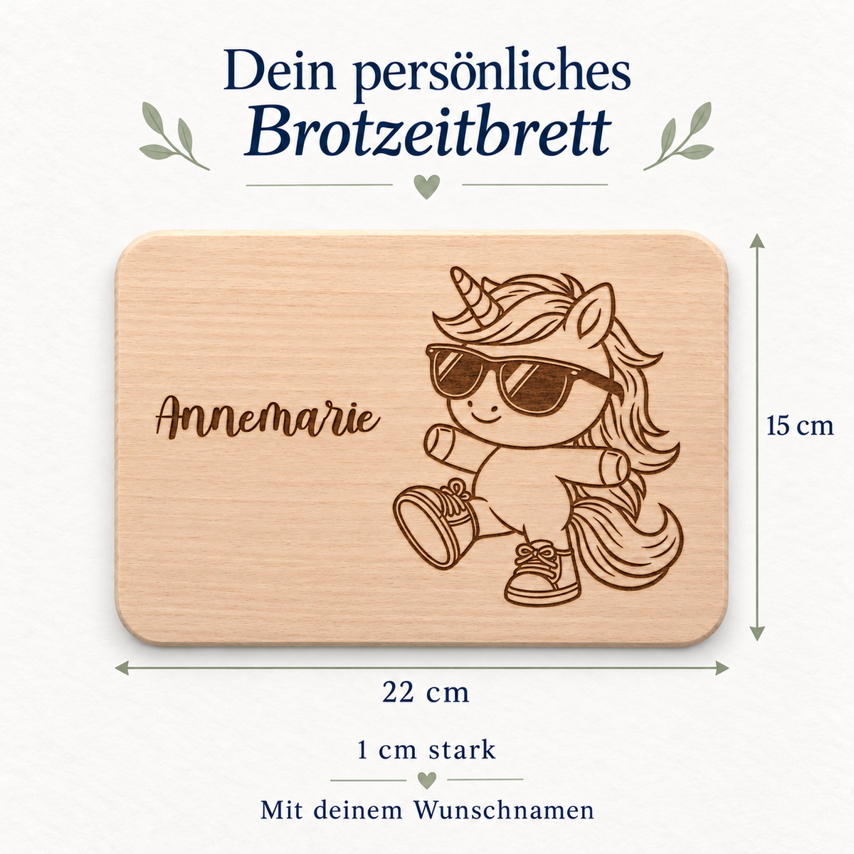 MUCKKI-PRO:1747e51c91b9efacf85e26e390abeb59fb7ec13da4dd6836a478387b2c31ff99:Frühstücksbrett personalisiert Einhorn 11, Holzbrett, Brettchen personalisiert