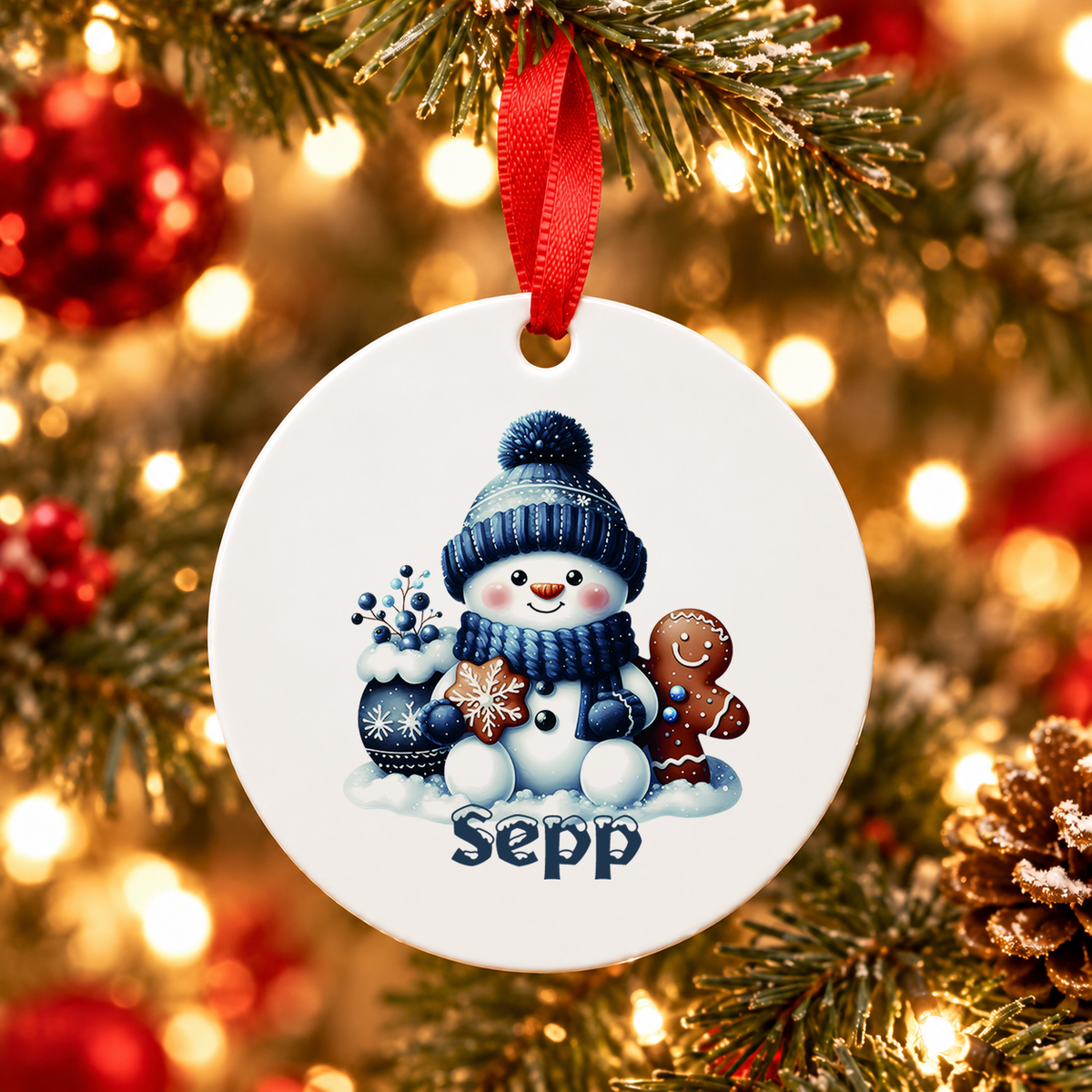 MUCKKI-PRO:bb3fa533b59413a01c9867f5129e7e100bb1eb7086998d71ae8132dc4f78ade0:Weihnachtsanhänger personalisiert Schneemann 4 mit Wunschnamen – Rund, Stern, Herz oder Glocke