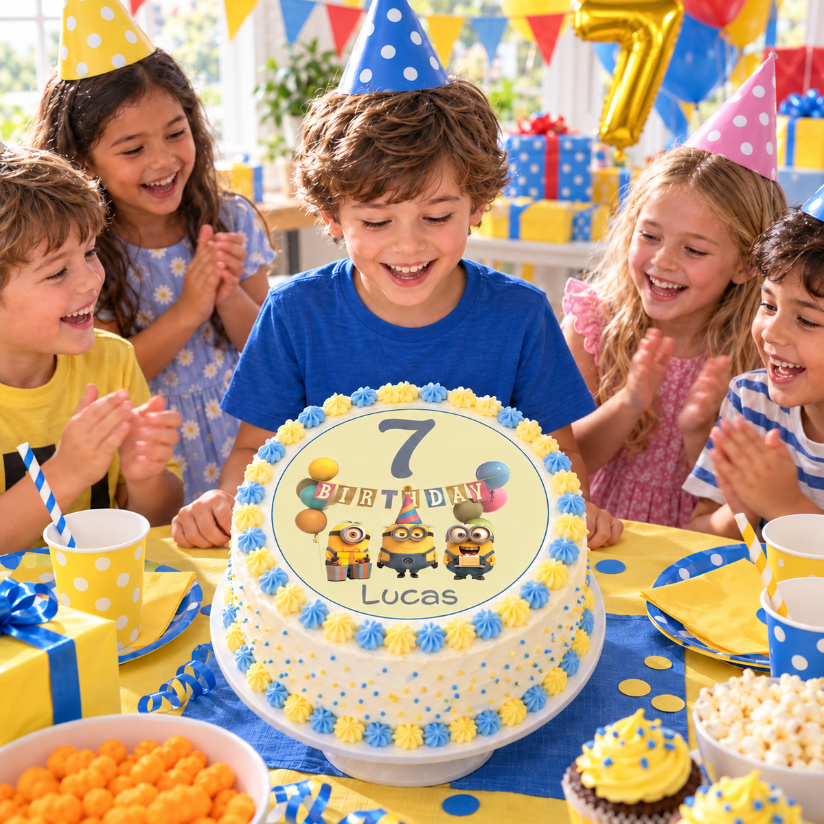 Tortenaufleger Geburtstag Minions 4 – Magische Kuchendekoration für Kindergeburtstage