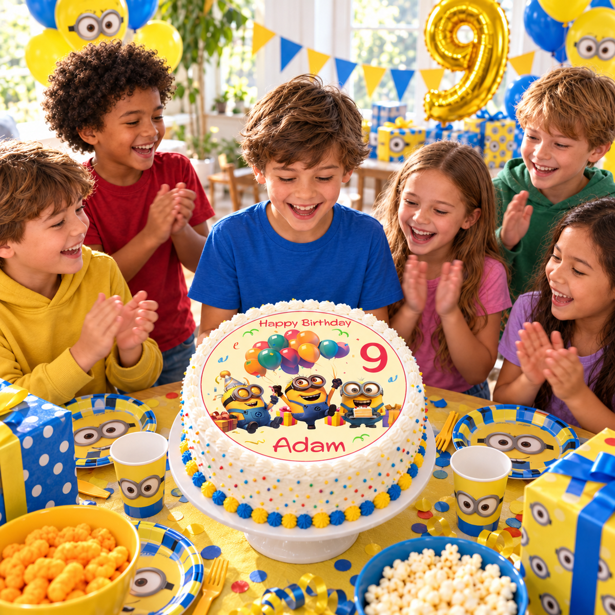 Tortenaufleger Geburtstag Minions 6 – Magische Kuchendekoration für Kindergeburtstage